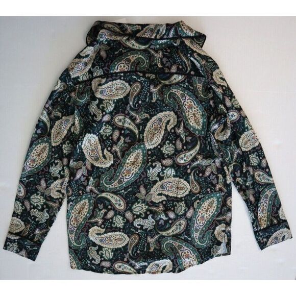 Plush x Revolve SET09W01GPA Women Sz XS Green Paisley Faux Silk Pajama Set - Picture 2 of 15
